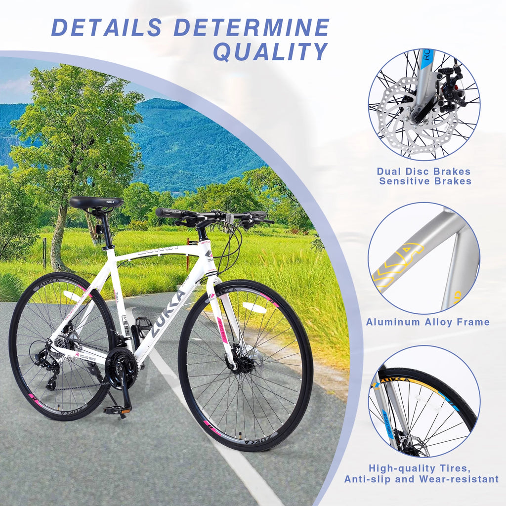 24 Speed 700C Aluminum Flat Bar Road Bike with Disc Brakes V1225