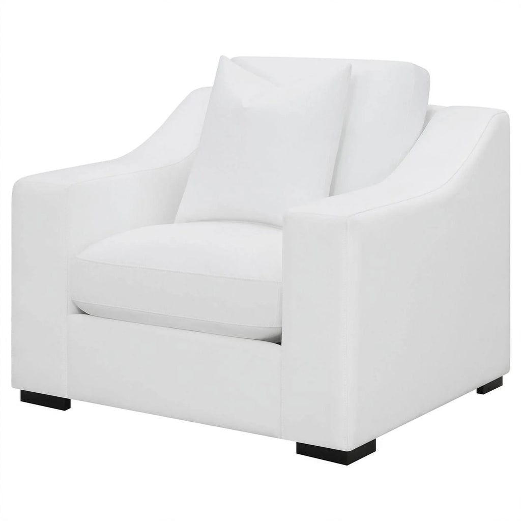 White Upholstered Fabric Chair with Sloped Arms G852053