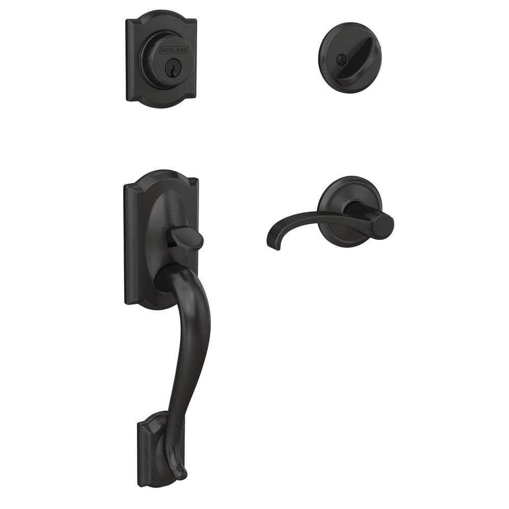 Matte Black Single Cylinder Door Handleset with Door Lever R156