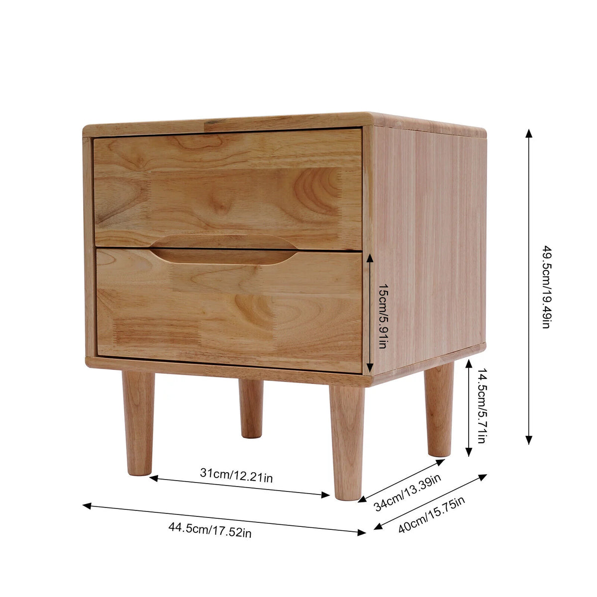 Solid Wood Nightstands with 2 Drawers O4881