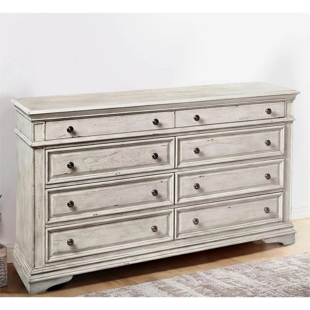 Rustic Ivory Wood 8-drawer Dresser in White X228
