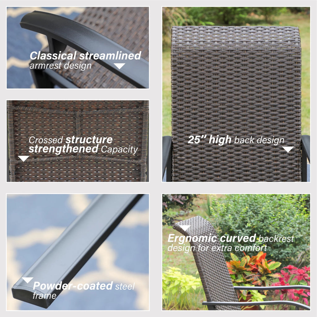 7 Pieces Outdoor Wicker Dining Set with 6 Chairs and Metal Table E886292