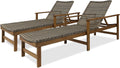 Acacia Wood Chaise Lounge with Wicker Seating Set of 2 K132483