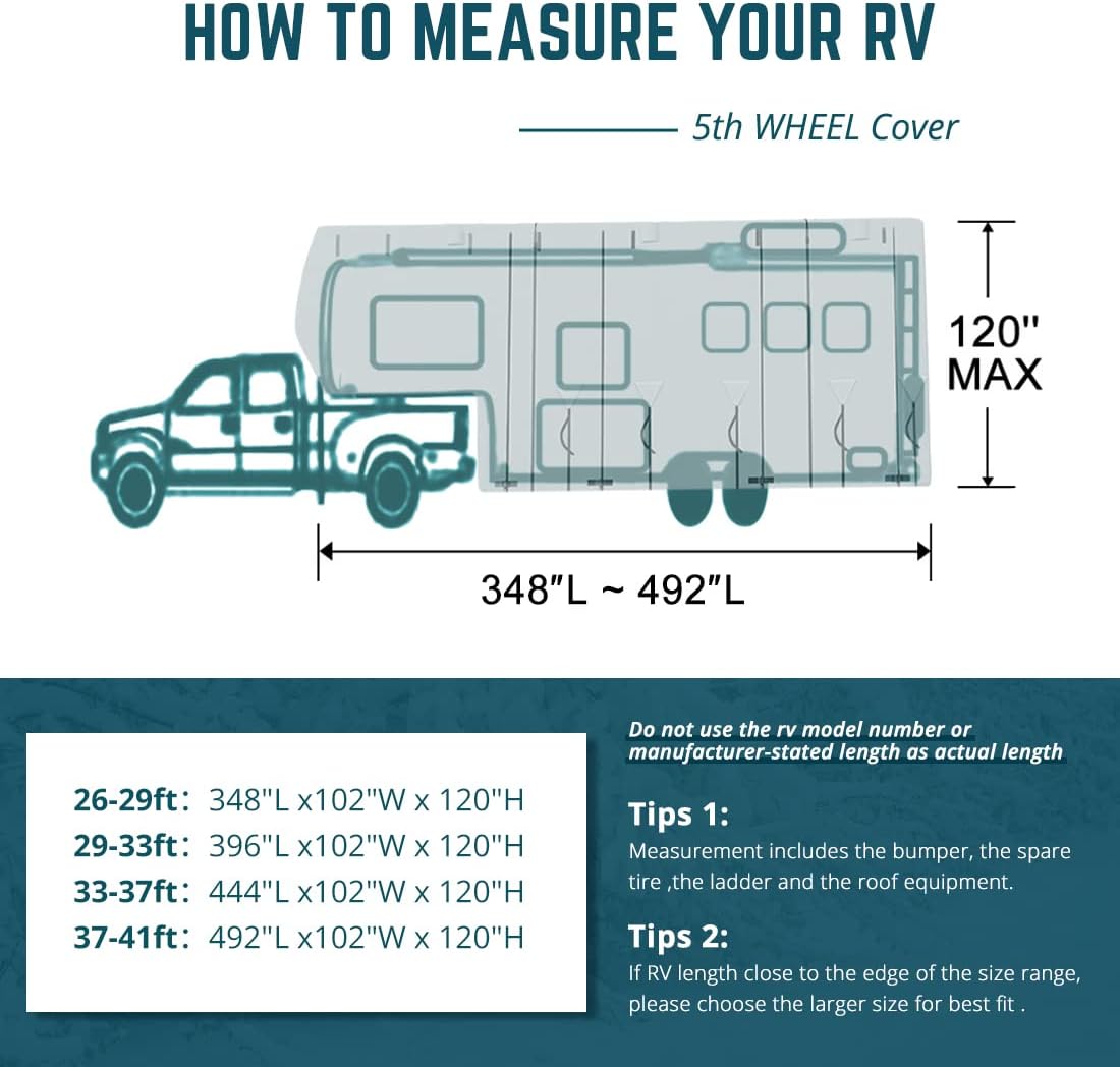 5 Layers RV Cover Fits 37'-41' Motorhome T240976
