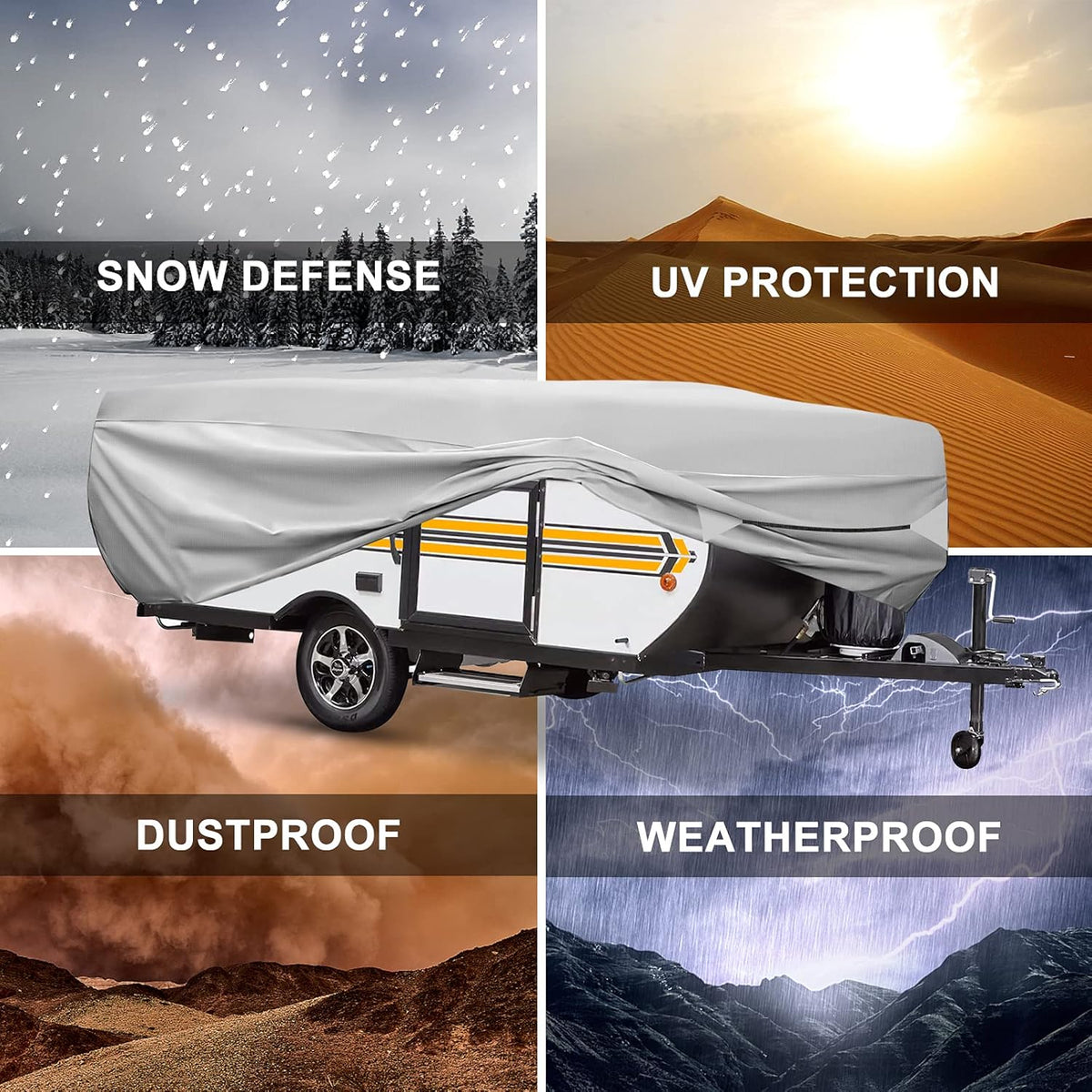 520D Oxford Pop-Up Camper Cover Fits 16'-18' Waterproof UV-Proof L1420
