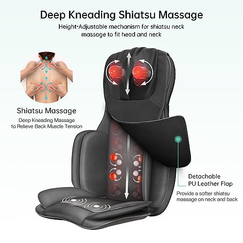 Heated Shiatsu Neck Back Massager Seat Cushion D85550