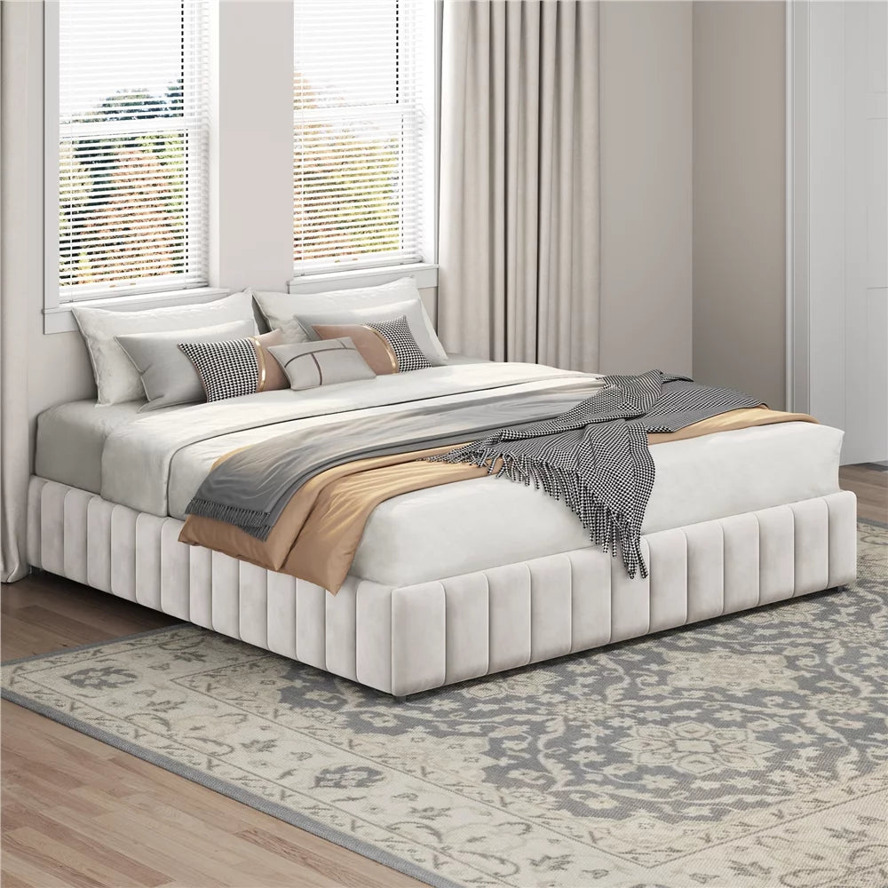 Queen Size Upholstered Storage Bed with 4 Drawers Z16552