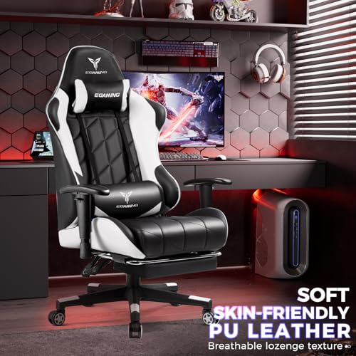 Cow Print Ergonomic Gaming Chair with Footrest Y306210