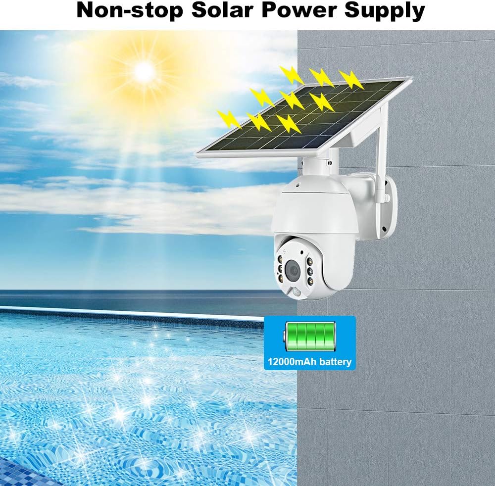 Wireless Solar Security Camera 1080P Night Vision 2-Way Audio W493677