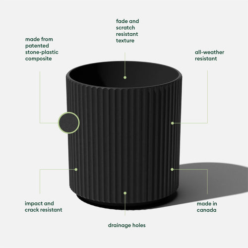 16" Plastic-Stone Planter Black N804931