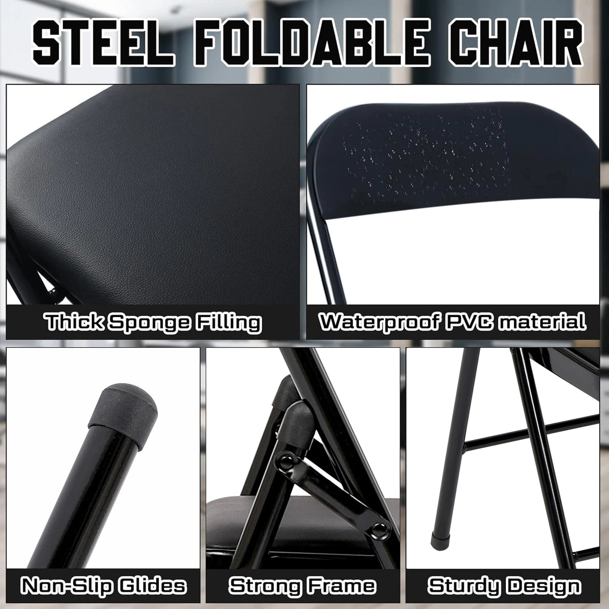 Black Vinyl Folding Chair 6 Pack D246187
