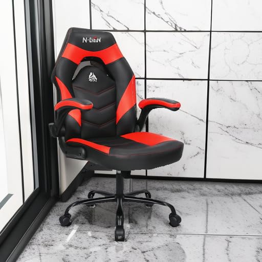 Black Ergonomic PU Leather Gaming Chair with Lumbar Support J378