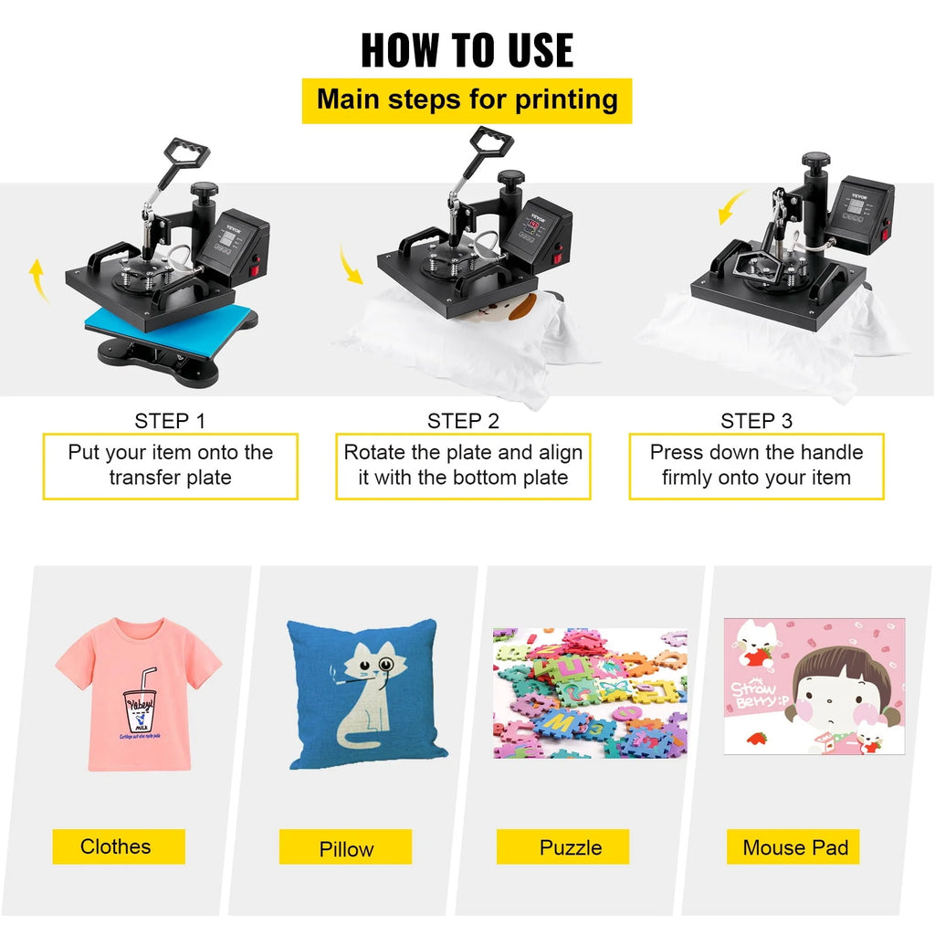 12X10 inch 650W Swing Away Heat Press Machine W509763