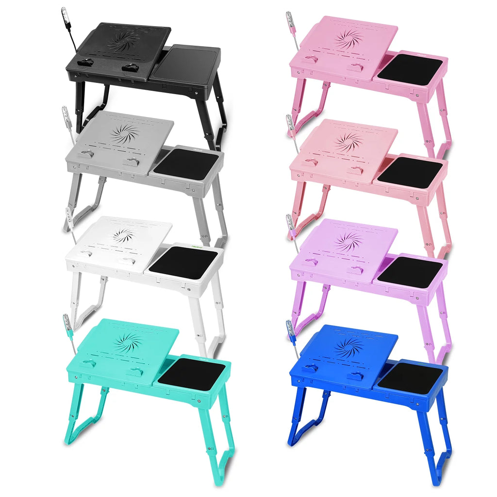 Portable Foldable Laptop Desk Bed Tray with USB Fans White D268479