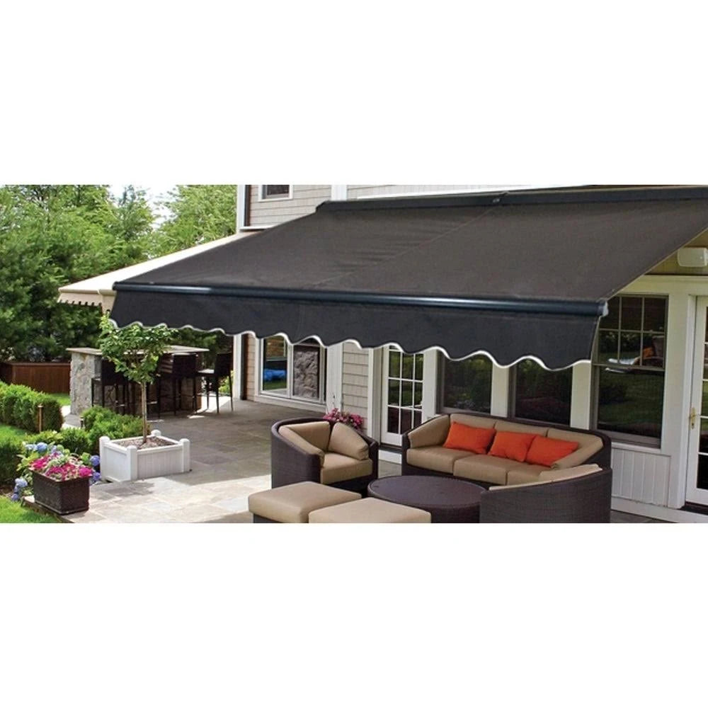 20 x 10 Feet Black Retractable Motorized Patio Awning F9888