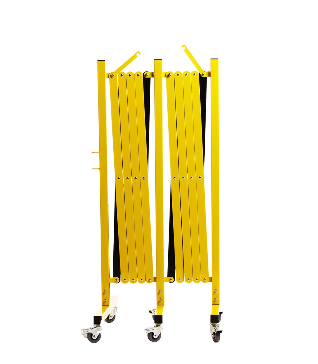 Expandable Metal Barricade, 11 Feet, Yellow and Black D601143