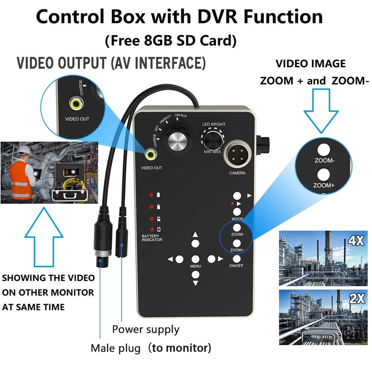 50m Drain Pipe Inspection Camera with 7 Inches LCD Monitor U8918