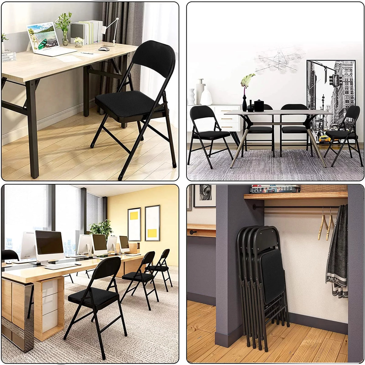 Black Fabric Padded Folding Chair 6 Pack D81033