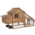 70in Fir Wood Chicken Coop with Wheels L93433