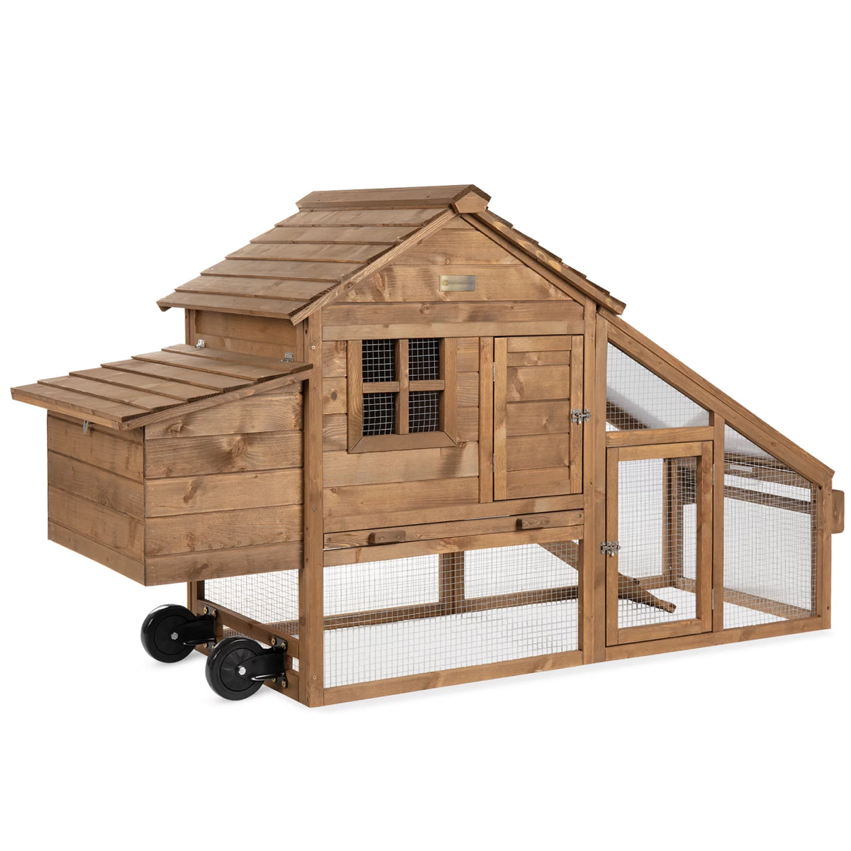 70in Fir Wood Chicken Coop with Wheels L93433