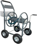 4 Wheels Portable Garden Hose Reel Cart with Storage Basket P66737