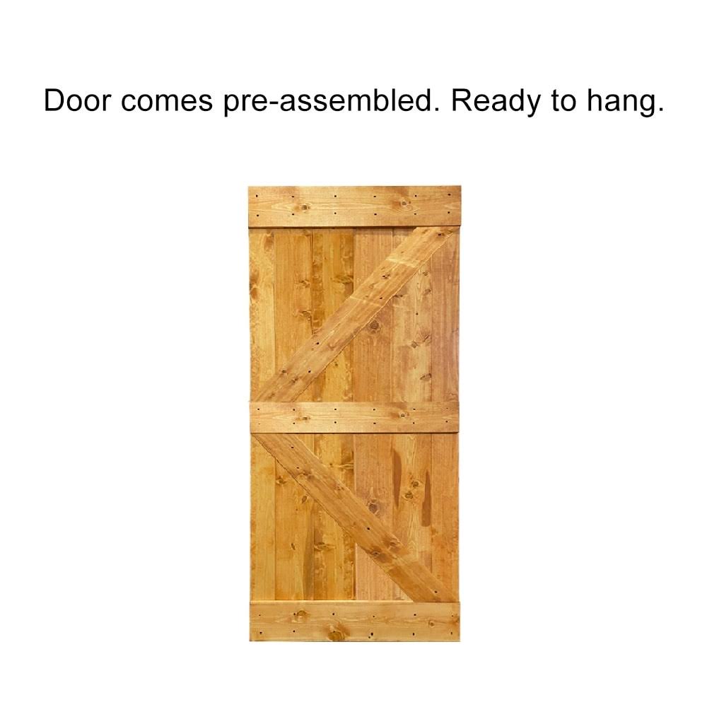 30 in. x 84 in. Red Walnut Stained Solid Pine Wood Interior Sliding Barn Door Slab Y675664