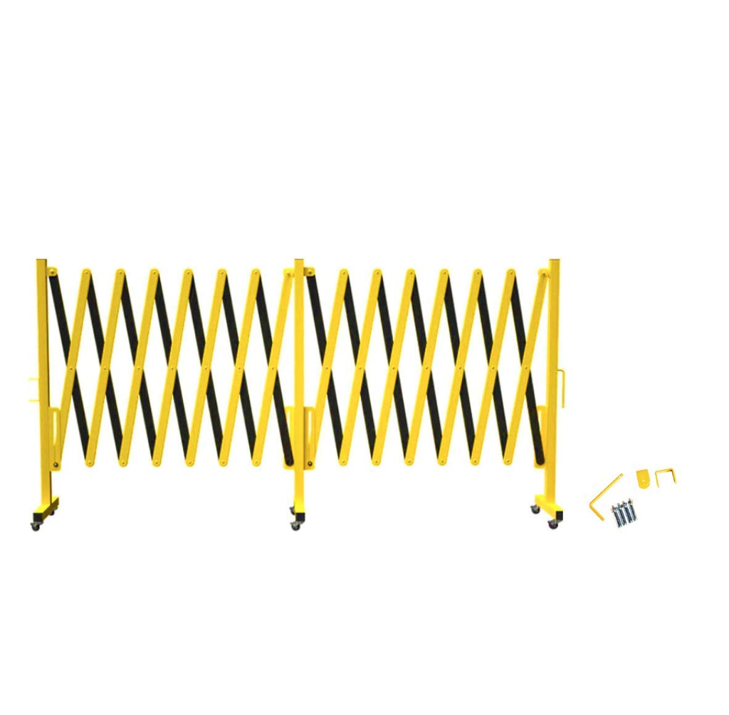 Expandable Metal Barricade, 11 Feet, Yellow and Black D601143