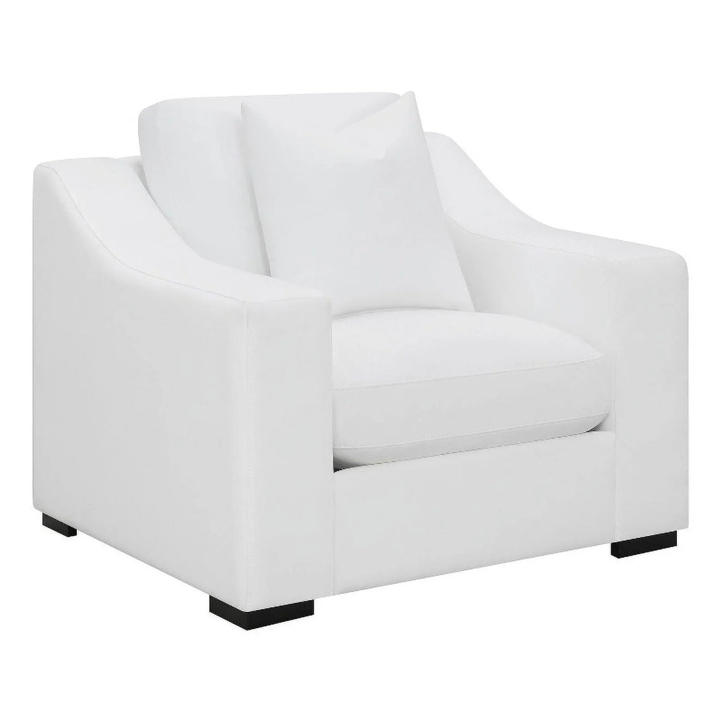 White Upholstered Fabric Chair with Sloped Arms G852053
