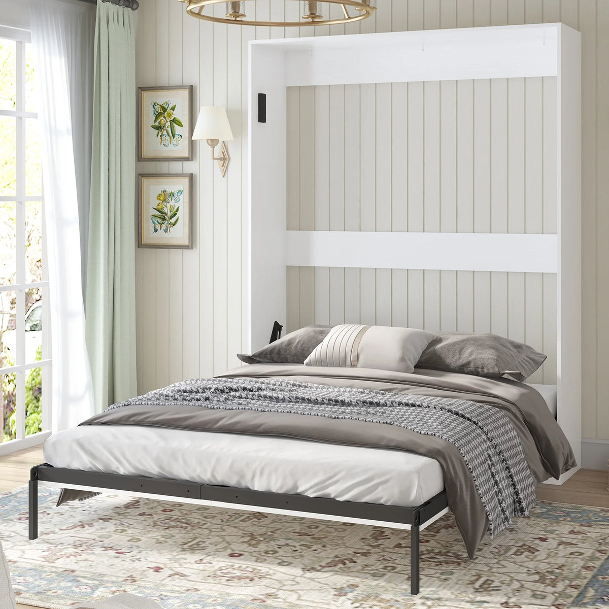 Foldable Wall Bed with Wardrobe and Storage Cabinet X68021