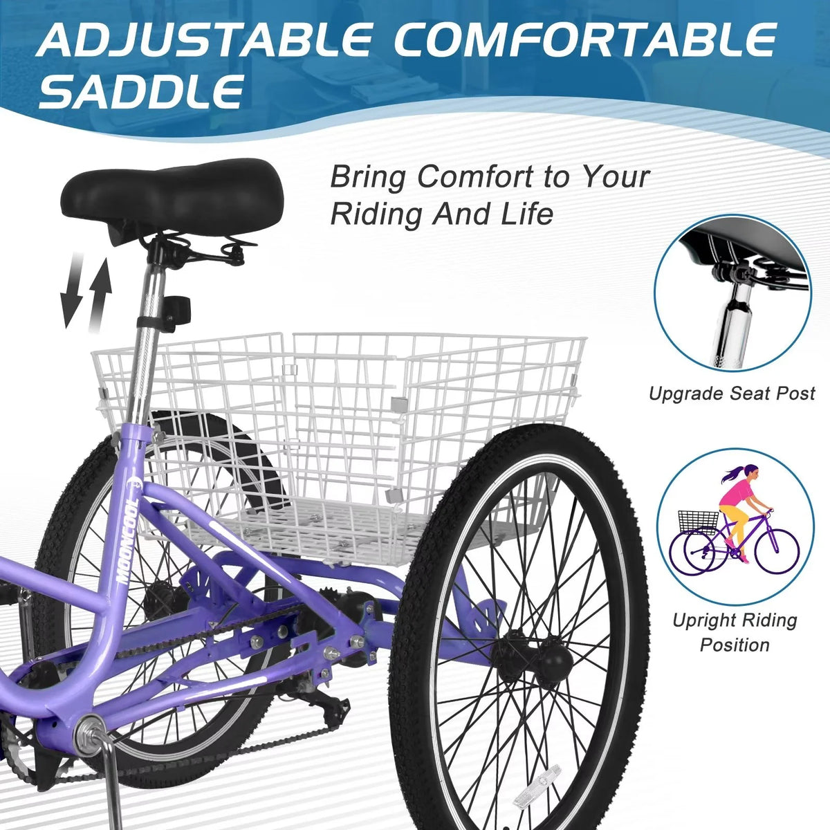 20/24/26 inch Wheels 7 Speed Adult Tricycle E861