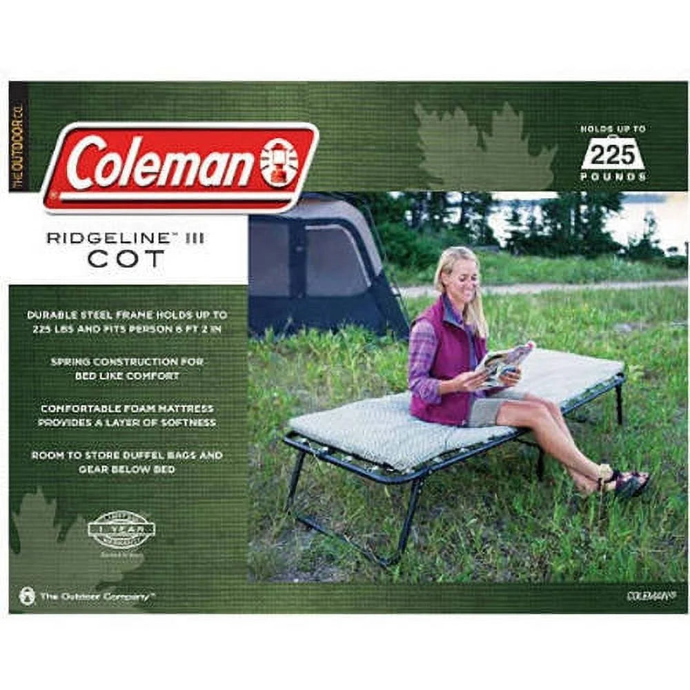 Camping Cot with Foam Sleeping Pad, 26 x 13 x 75 in, Green V1488