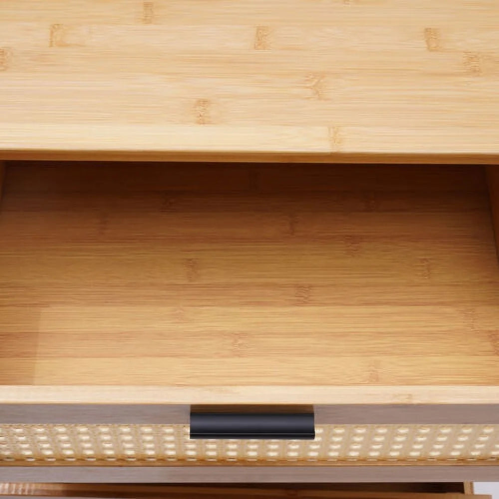 Bamboo Bedside Table with 3 Sliding Drawer P49101