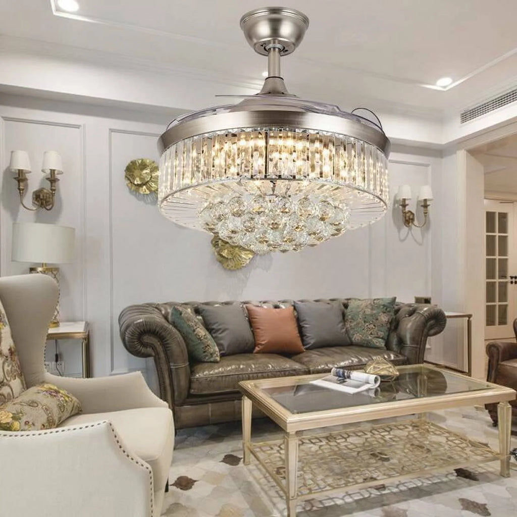 42" Invisible Ceiling Fan Chandelier with Light H5699