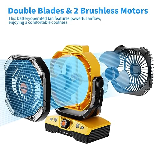20000mAh Oscillating Portable Rechargeable Camping Fan with Light Hook D52092