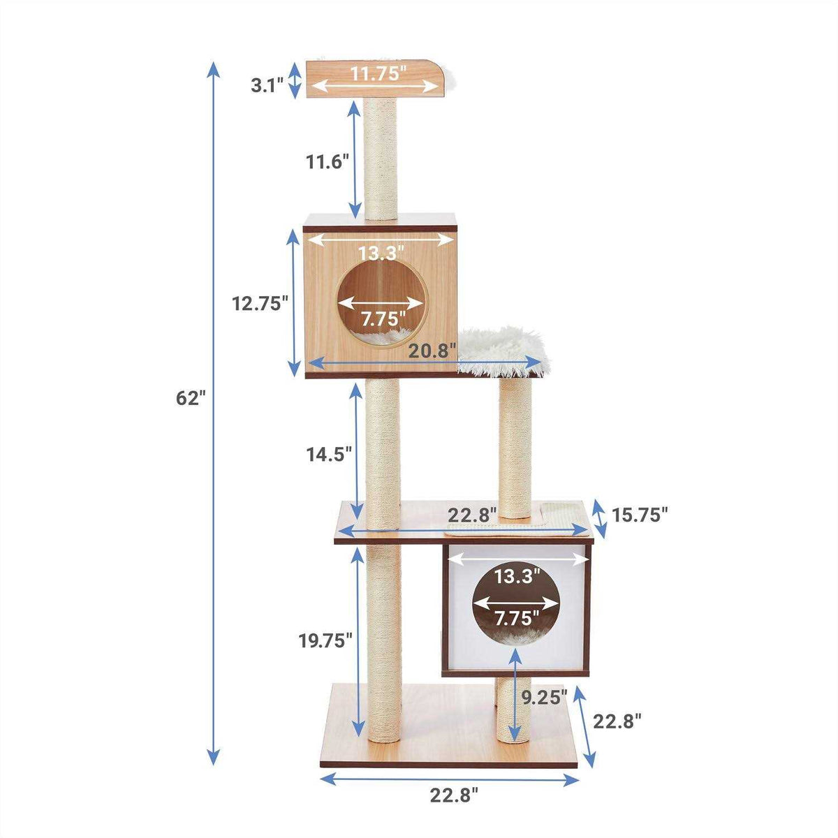 62-in Modern Cat Tree Condo A70886