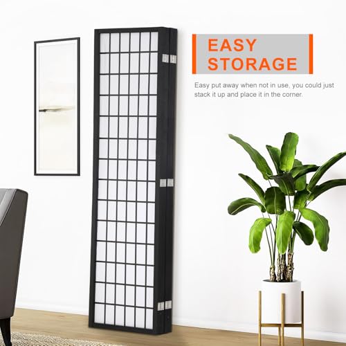 4 Panel 6 FT White Wood Room Divider W3082