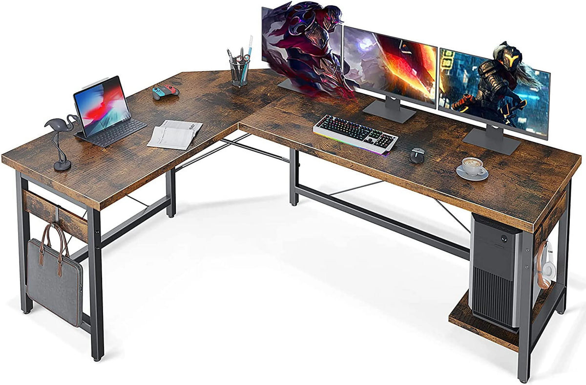59" L Shaped Black Gaming Desk W16918