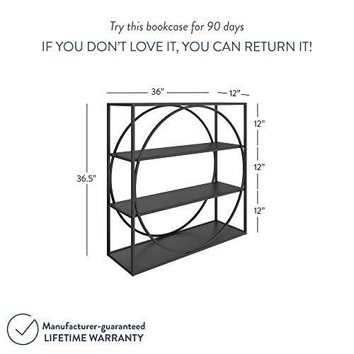 Black 4-Shelf Geometric Bookcase X1539