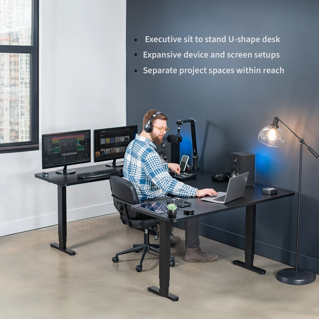 Black U-Shaped Height Adjustable Electric Standing Desk I8878