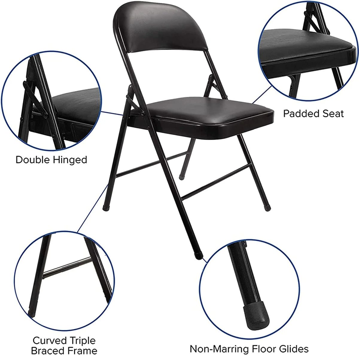 Black Vinyl Folding Chair 6 Pack D246187