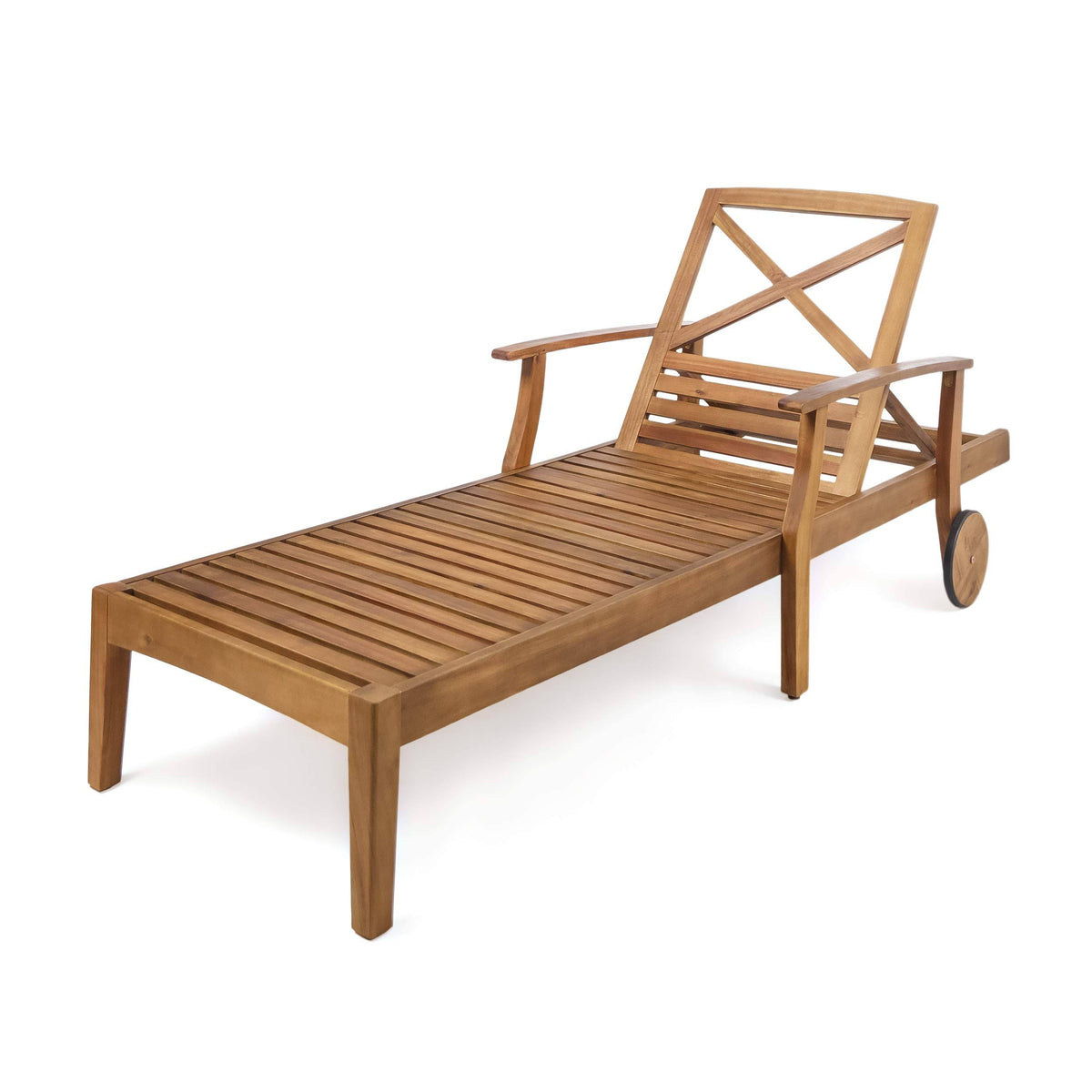 Teak Finished Acacia Wood Chaise Lounge Y4551
