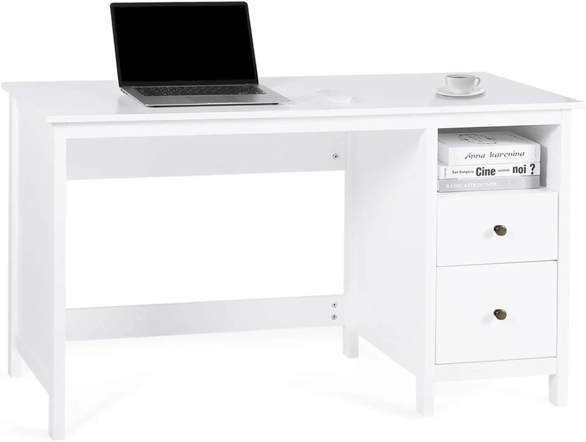 White Writing Desk with Drawers N99070