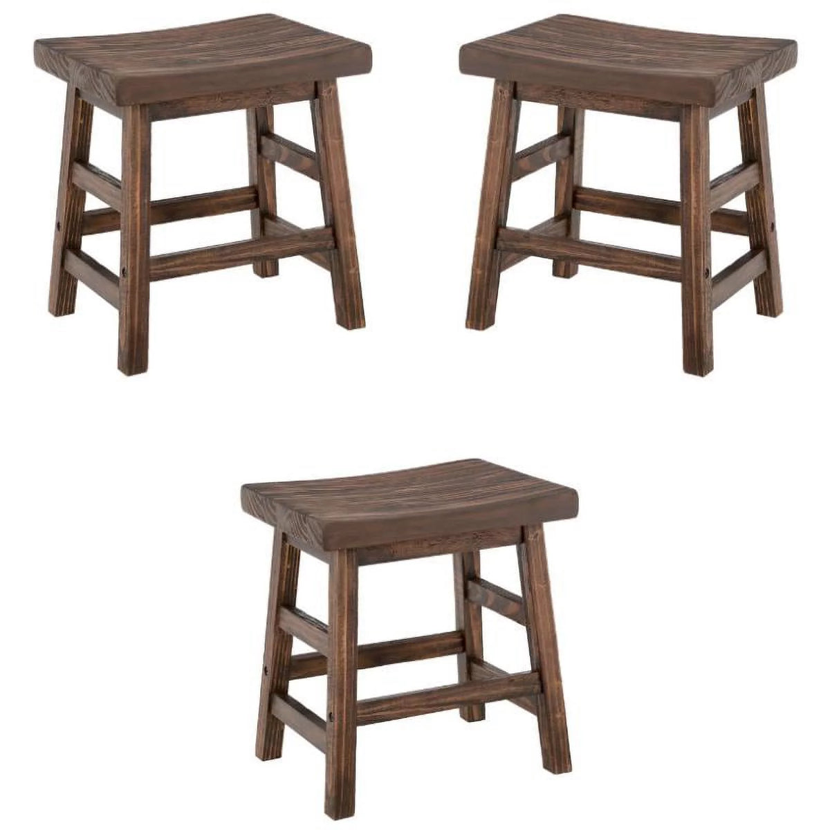 Brown Reclaimed Wood Barstool Set of 3 A1998