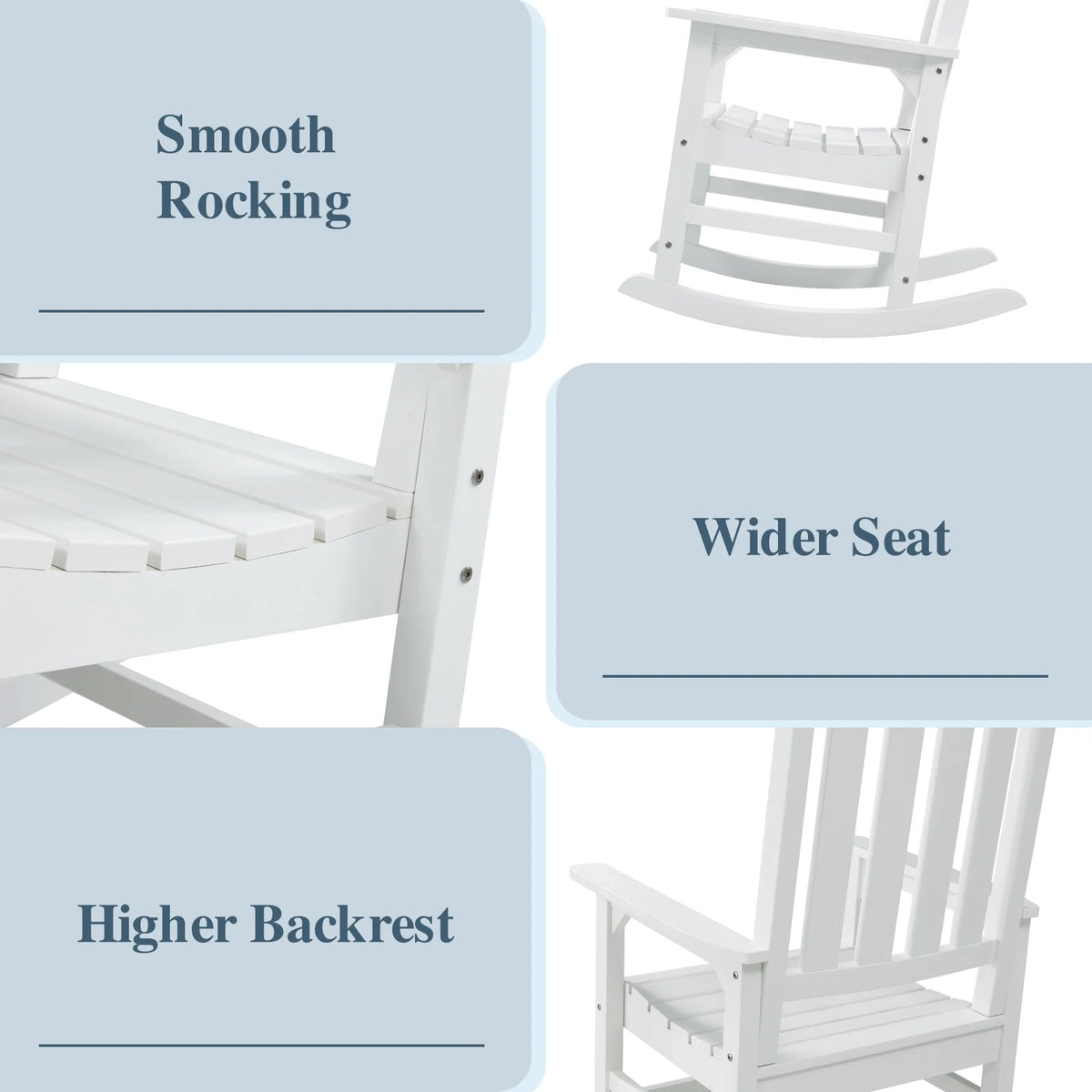 White Poly Lumber Rocking Chair with High Back O859