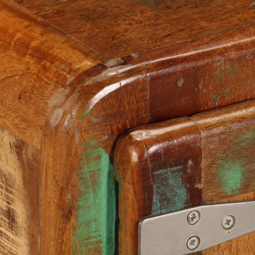 Rustic Coffee Table with Storage Cabinet and Wheels Solid Reclaimed Wood R913314