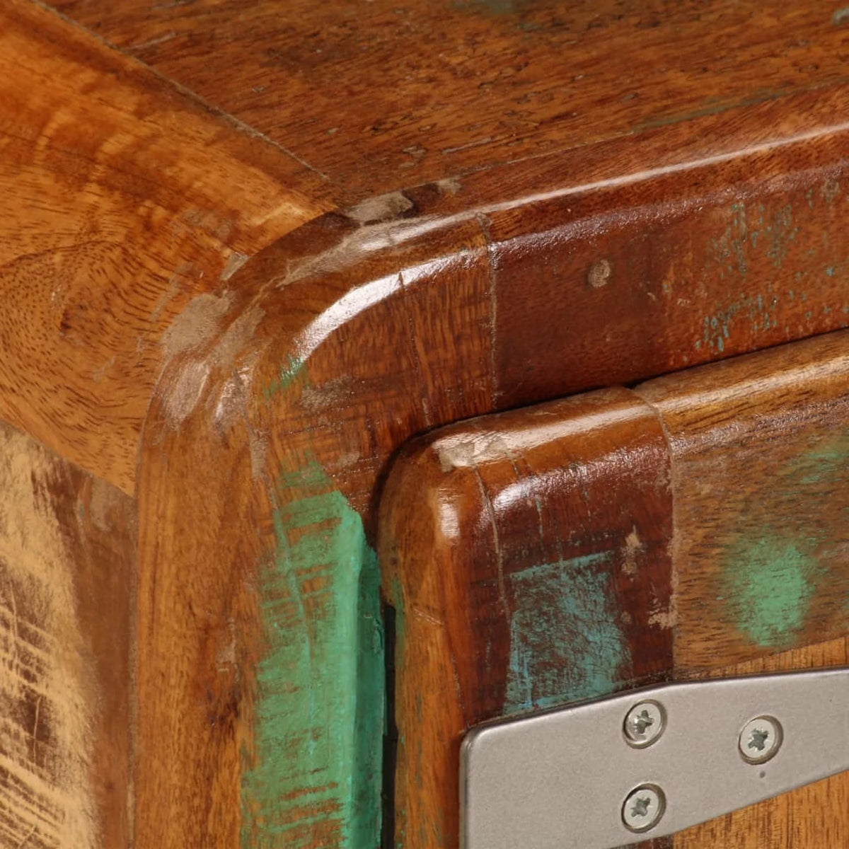 Rustic Coffee Table with Storage Cabinet and Wheels Solid Reclaimed Wood R913314
