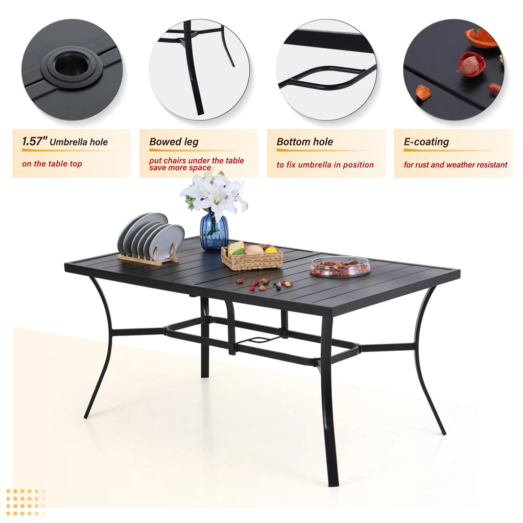 7 Pieces Outdoor Wicker Dining Set with 6 Chairs and Metal Table E886292