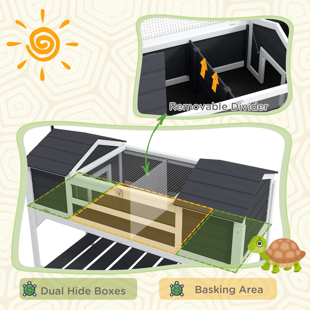 Wooden Tortoise Habitat with Adjustable Lamp Holder V7045