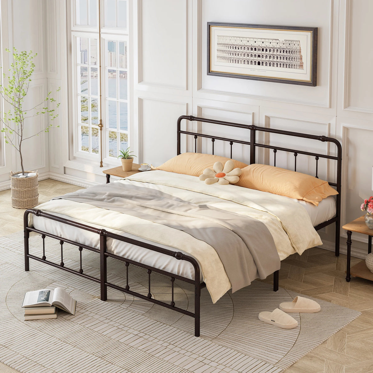 King Size Metal Platform Bed Frame with Headboard/Footboard N16071