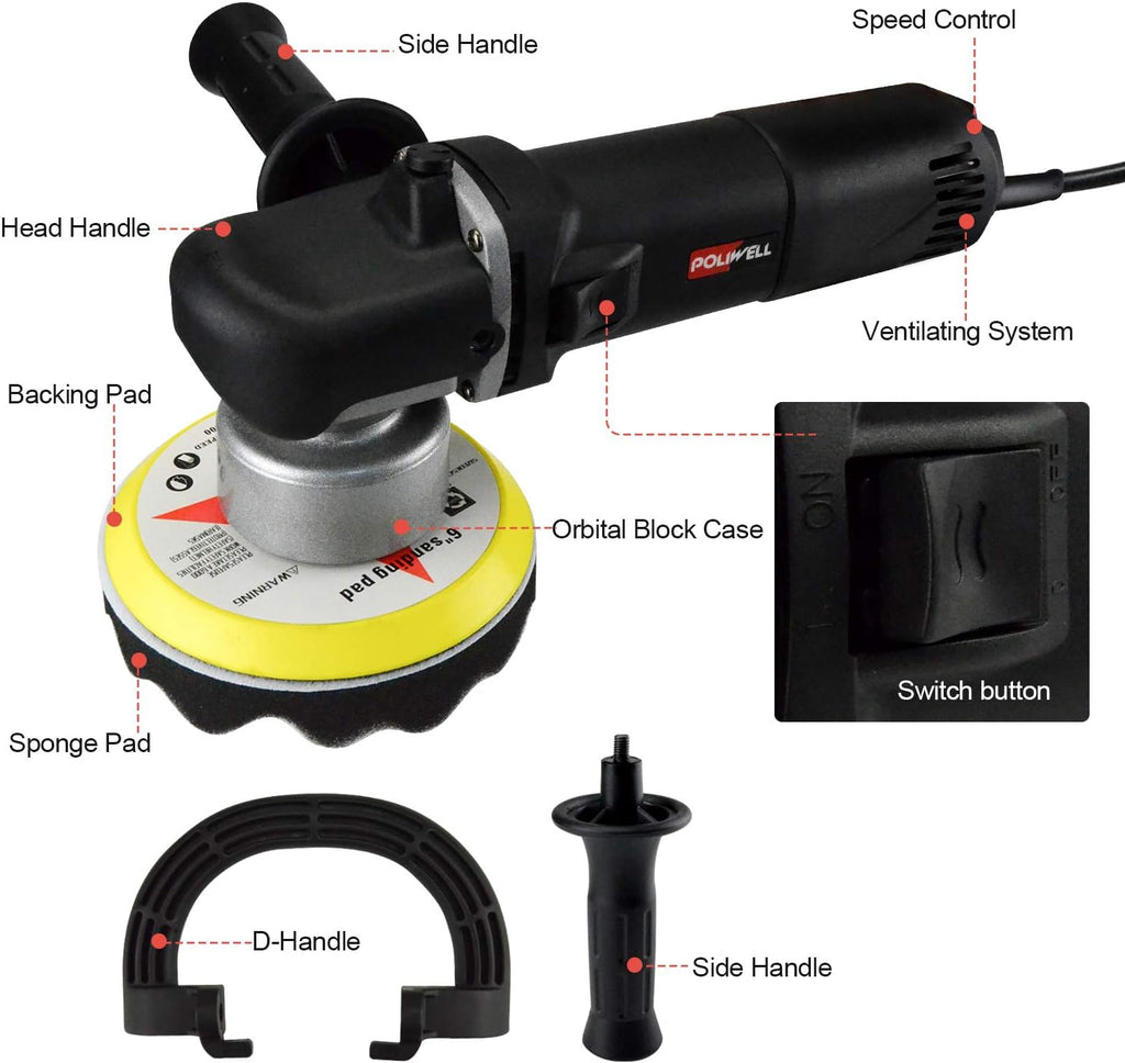 6 Inch Dual Action Random Orbital Polisher Kit with 5 Polishing Pads K753260